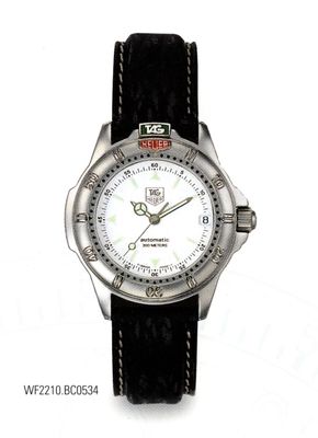 Horlogeband Tag Heuer WF2210 Leder Zwart 17mm