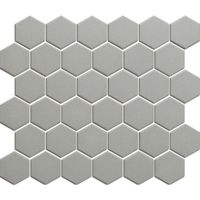 Tegelsample: The Mosaic Factory London hexagon mozaïek tegels 28x33 donkergrijs