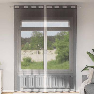 Gordijnen voile met doorvoertules 2 st 140x300 cm zwart