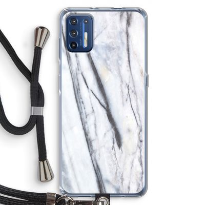 Gestreepte marmer: Motorola Moto G9 Plus Transparant Hoesje met koord