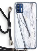 Gestreepte marmer: Motorola Moto G9 Plus Transparant Hoesje met koord