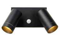 Lucide TAYLOR - Wandspot / Wandlamp Binnen/Buiten - 2xGU10 - IP54 - Bewegingssensor - Zwart - thumbnail