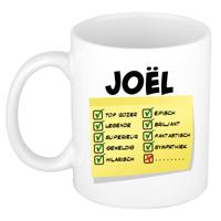 Naam mok Jo?l - wit - top gozer - keramiek - 300 ml - cadeau collega beker