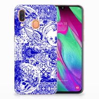 Silicone Back Case Samsung Galaxy A40 Angel Skull Blauw