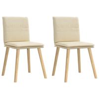 Eetkamerstoelen 2 st stof crmekleurig