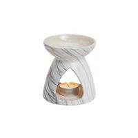 Geurbrander voor amberblokjes/geurolie - porselein - marmer look - 10 x 11 cm Geurbrander voor amberblokjes/geurolie - porselein - marmer look - 10 x 11 cm