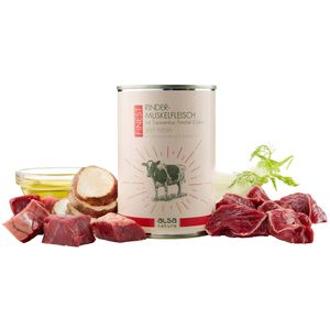 alsa-nature FINEST Runder-spiervlees met aardperen, venkel en lijnolie, 400 g, Aantal: 6 x 400 g