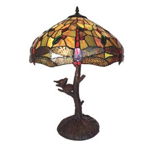 HAES DECO - Tiffany Tafellamp Geel Ø 41x57 cm Fitting E27 / Lamp max 2x60W