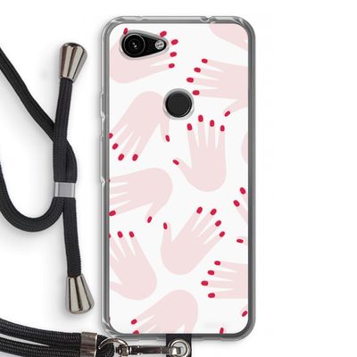 Hands pink: Pixel 3a Transparant Hoesje met koord
