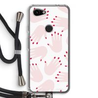 Hands pink: Pixel 3a Transparant Hoesje met koord