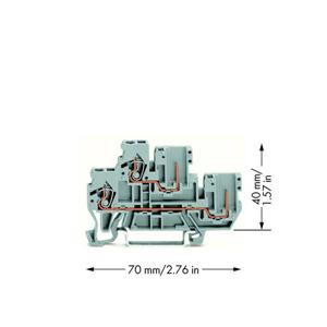 WAGO 870-101 Basisklem 2-etages 5 mm Spanveer Toewijzing: L Grijs 50 stuk(s)