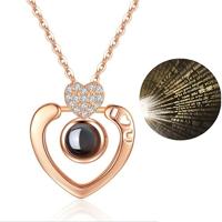 100 taal I Love You projectieve meisje twee hart hanger ketting sieraden