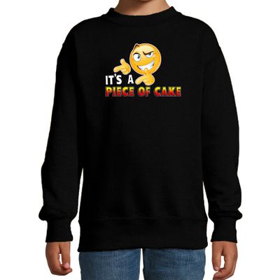 Funny emoticon sweater Piece of cake zwart kids Funny emoticon sweater Piece of cake zwart kids