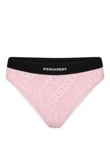 DSQUARED2 culotte en dentelle à logo brodé - Rose