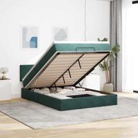 Ottoman bed met matras en LED's 140x190cm fluweel donkergroen