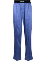 TOM FORD logo-waistband silk trousers - Bleu - thumbnail