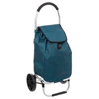 Boodschappen trolley tas met wielen - 51 liter - blauw - 44 x 37 x 98 cm - Het topmodel trolley - thumbnail