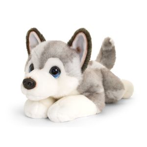 Keel Toys pluche grote grijs/witte Husky honden knuffel 47 cm   -