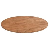 Tafelblad rond Ø70x1,5 cm bewerkt massief eikenhout lichtbruin