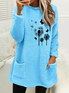 Loose Casual Fluff/Granular Fleece Fabric Dandelion Sweatshirt