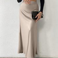 Bon&Bon Leopard Print Maxi Skirt - Coffee Brown Elegant Straight Skirt Champagne / L