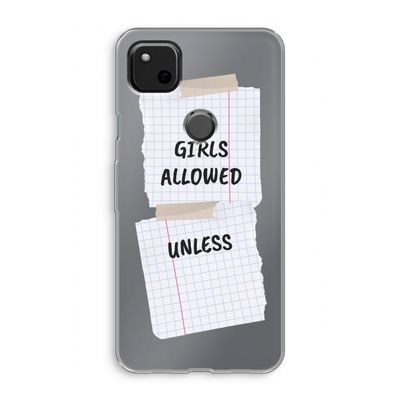 No Girls Allowed Unless: Google Pixel 4a Transparant Hoesje