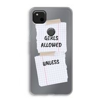No Girls Allowed Unless: Google Pixel 4a Transparant Hoesje