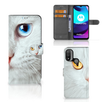 Motorola Moto E20 | E30 | E40 Telefoonhoesje met Pasjes Witte Kat - thumbnail