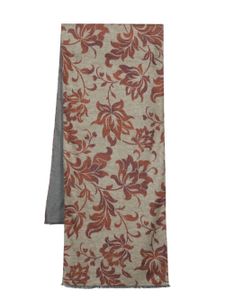 Kiton foulard en soie à fleurs en jacquard - Marron