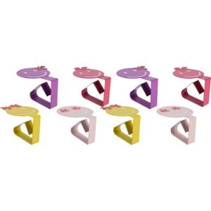 Tafelkleed klemmen - 8x - smileys - roze - ijzer - 7 x 5 cm