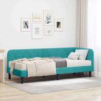 Hoekbedframe met matras Turquoise 80 x 200 cm Fluweel