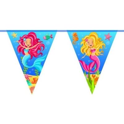 Zeemeermin themafeest vlaggenlijn - feestslinger - 10 meter - kinderverjaardag - plastic