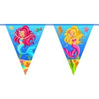 Zeemeermin themafeest vlaggenlijn - feestslinger - 10 meter - kinderverjaardag - plastic