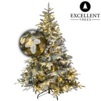 Excellent Trees® LED Otta Witte Kerstboom met Sneeuw en Verlichting 180 cm - Premium kunstkerstboom ⌀114cm - ↕180cm