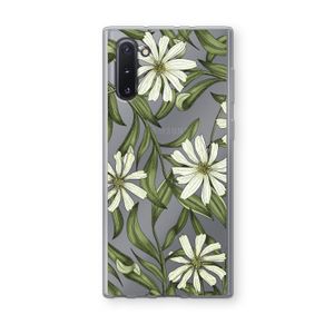 Wit bloemenpatroon: Samsung Galaxy Note 10 Transparant Hoesje