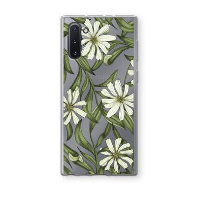 Wit bloemenpatroon: Samsung Galaxy Note 10 Transparant Hoesje