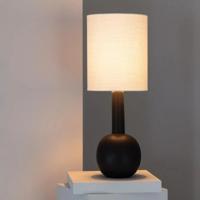 Tafellamp zwart &apos;Golda&apos; modern vaas linnen kap e27 fitting 76 cm