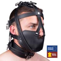 Red Leather Leren Masker - Zwart