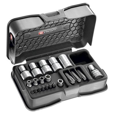 Facom koffer met doppen 1/4" en 1/2" en torx® schroevendraaierdoppen - RSX.19BPB