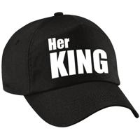 Her King tekst petje - baseball cap - zwart - voor heren - Bruiloft of Koningsdag