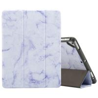 Marmeren textuur patroon horizontale flip case voor iPad 9 7 (2018) met drie-vouwen houder & pen sleuven (paars)