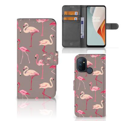 OnePlus Nord N100 | Telefoonhoesje | Met pasjeshouder | Flamingo