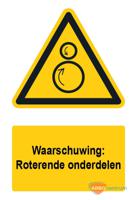 Waarschuwingsbord / sticker roterende onderdelen met tekst - A4 - thumbnail