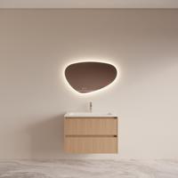 Badmeubelset BWS Riga Met Asia Wastafel Wit 80 cm Licht Eiken Japandi