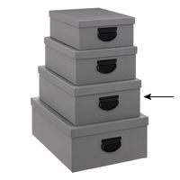 5Five Opbergdoos/box - 5x - donkergrijs - L35 x B26 x H14 cm - Stevig karton - Industrialbox