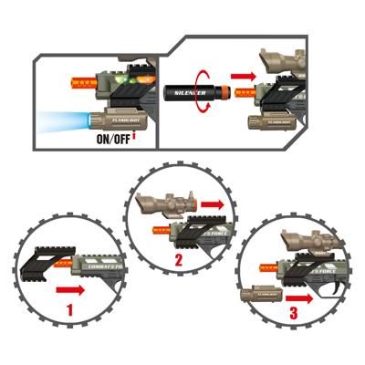 Toi-Toys Alfafox pistool militair met licht en geluid en zaklamp