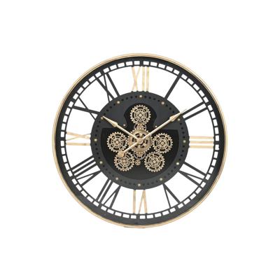 Muurklok Home ESPRIT Zwart Gouden Metaal Kristal 100 x 9 x 100 cm