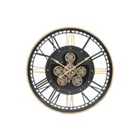 Muurklok Home ESPRIT Zwart Gouden Metaal Kristal 100 x 9 x 100 cm