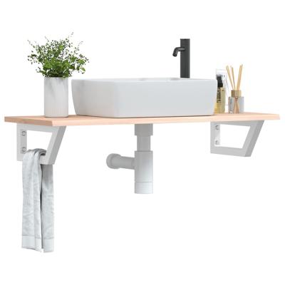 Badkamer wandschap staal en massief eikenhout