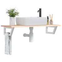 Badkamer wandschap staal en massief eikenhout
